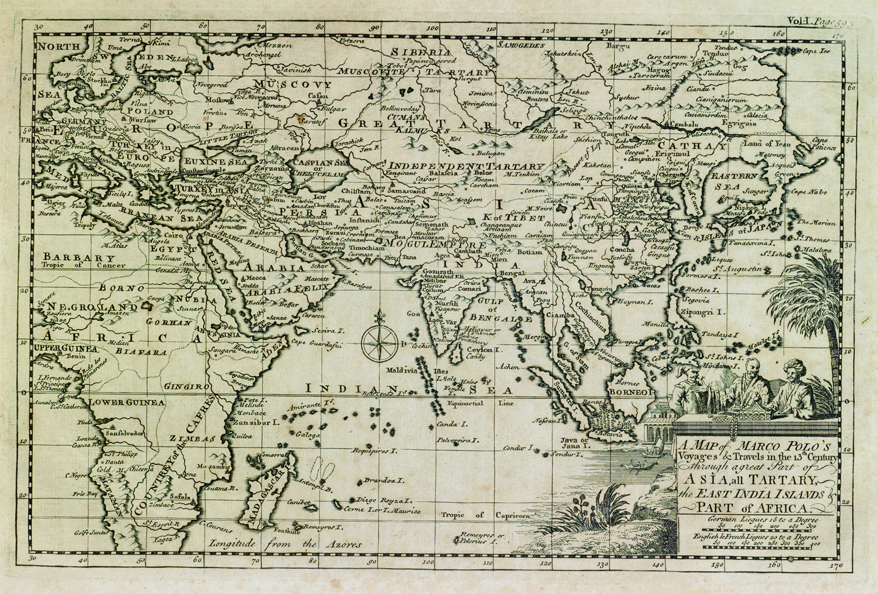 Map of Marco Polo's travels (UK, Emanuel Bowen(1944)) 