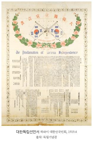 The Proclamation of Korean Independence by Gungminhoe (Korean National Association), April 1919.